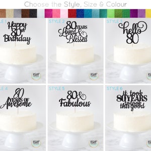 80th Birthday Cake Topper, 80 Years Loved and Blessed Cake Topper, Hello 80, 80 Years of Awesome, 80 & Fabulous, 80th Birthday Decor