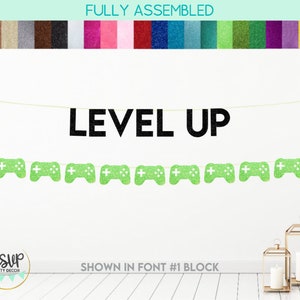 Level Up Banner, Video Game Controller Garland, Video Game Birthday Party Decor, Gamer Birthday Party Decorations, Boy Birthday Party Decor