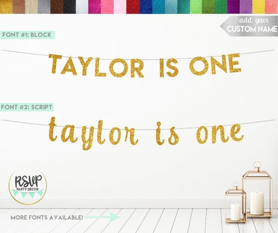 Name Is One Banner, Custom is One Banner, Custom 1st Birthday Banner, First Birthday Party Decor, I'm One Banner, Glitter 1 Birthday Banner Il_570xn