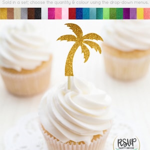 Palm Tree Cupcake Toppers, Palm Tree Party Decorations, Tropical Cupcake Toppers, Beach Themed Party Decorations, Beach Wedding Decor image 3