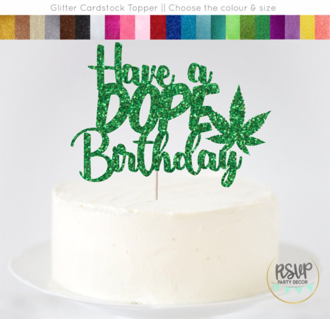 26 & Dope Birthday Cake Topper - 420 Themed, Marijuana Decor, Glitter Design (Black) - View #6