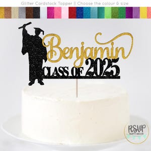 Topper per torta personalizzato per la classe del 2025, congratulazioni nome laureato 2025, topper per torta di laurea, decorazioni per festa di laurea, cartello di laurea personalizzato