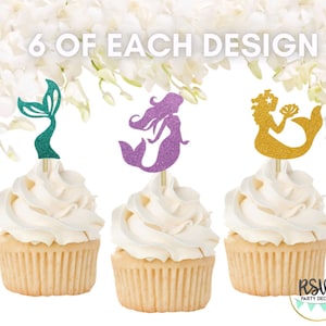 18 PCS Mermaid Cupcake Toppers, Mermaid Birthday Party Decorations, Under The Sea Party Decor, Girls Birthday Decor, Mermaid Baby Shower