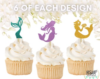 18 PCS Mermaid Cupcake Toppers, Mermaid Birthday Party Decorations, Under The Sea Party Decor, Girls Birthday Decor, Mermaid Baby Shower