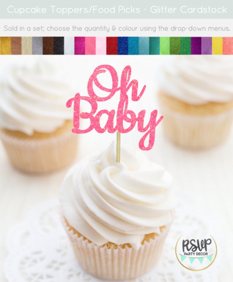 Oh Baby Cupcake Toppers Baby Shower Cupcake Toppers Gender Etsy Canada
