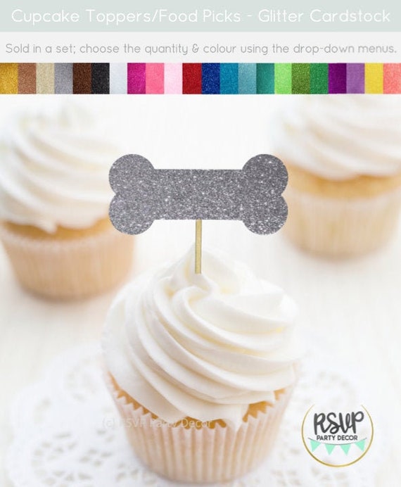 Bone Cupcake Toppers, Dog Bone Food Picks, Skull Cupcake Toppers, Puppy Cupcake Toppers, Dog Party Decorations, Pet Party Il_570xn