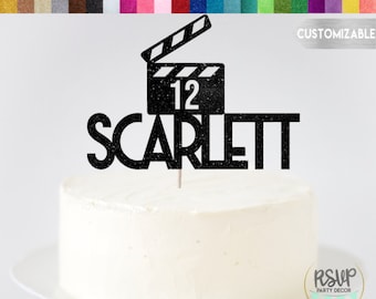 Custom Film Clapper Cake Topper, Hollywood Birthday Party Decorations, Personalized Movie Themed Party Decor, Red Carpet Birthday Party