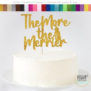 The More The Merrier Cake Topper, Pregnancy Reveal Cake Topper, Christmas Pregnant Reveal Sign, Holiday We&#39;re Having A Baby Topper