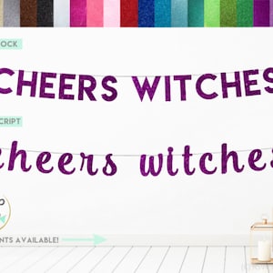 Cheers Witches Banner, Halloween Bachelorette Party Decorations, Witch Themed Bridal Shower Banner, Glitter Cheers Witches Sign