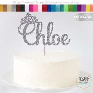 ANY NAME Custom Tiara Cake Topper, Custom Princess Crown Cake Topper ...
