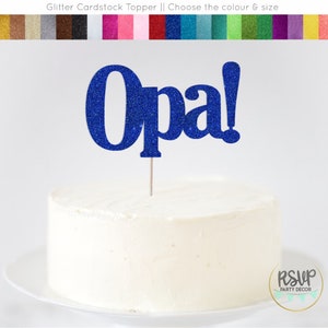 Topper de bolo opa, topper de bolo de aniversário grego, topper de bolo grego, decoração de festa grega engraçada, decorações de festa grega, sinal de opa com glitter