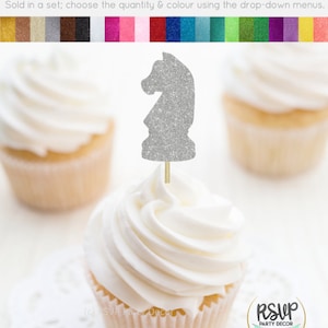 Chess Knight Cupcake Toppers, Chess Food Picks, Chess Birthday Party Decorations, Chess Party Decor, Game Night Party Decorations