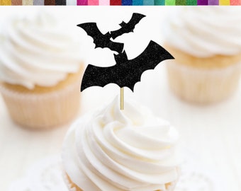 Bat Vampire Birthday Decor, Flying Bat Cupcake Toppers, Bats Party Decor, Halloween Party Decorations, Halloween Cupcake Toppers