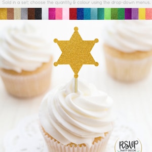 Toppers cupcake con stemma dello sceriffo, decorazioni per feste della polizia, decorazioni per feste di pensionamento dello sceriffo, decorazioni per la laurea della polizia, compleanno della polizia