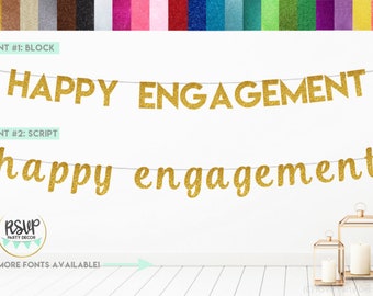 Happy Engagement Banner, Glitter Engagement Bunting, We're Engaged Sign, Engagement Party Decor, Engagement Welcome Home Party Decorations