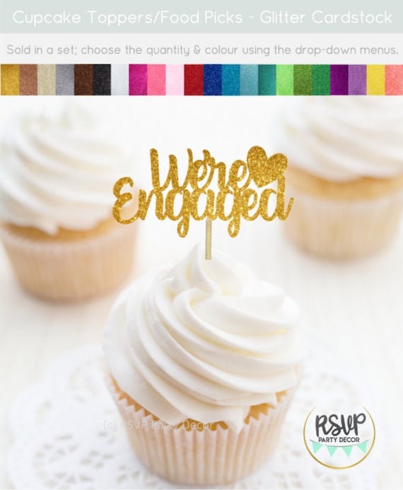 We're Engaged Cupcake Toppers, Engagement Cupcake Toppers, Bridal