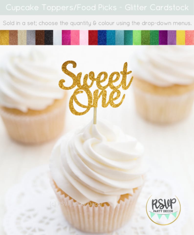 Sweet One Cupcake Toppers Ice Cream 1st Birthday Decor Etsy Canada