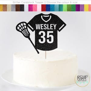 Custom Lacrosse Jersey Cake Topper, Lacrosse Cake Topper, LAX Themed Party, Laxer Birthday Party Decor, Sports Party Decorations with Name