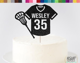 Custom Lacrosse Jersey Cake Topper, Lacrosse Cake Topper, LAX Themed Party, Laxer Birthday Party Decor, Sports Party Decorations with Name