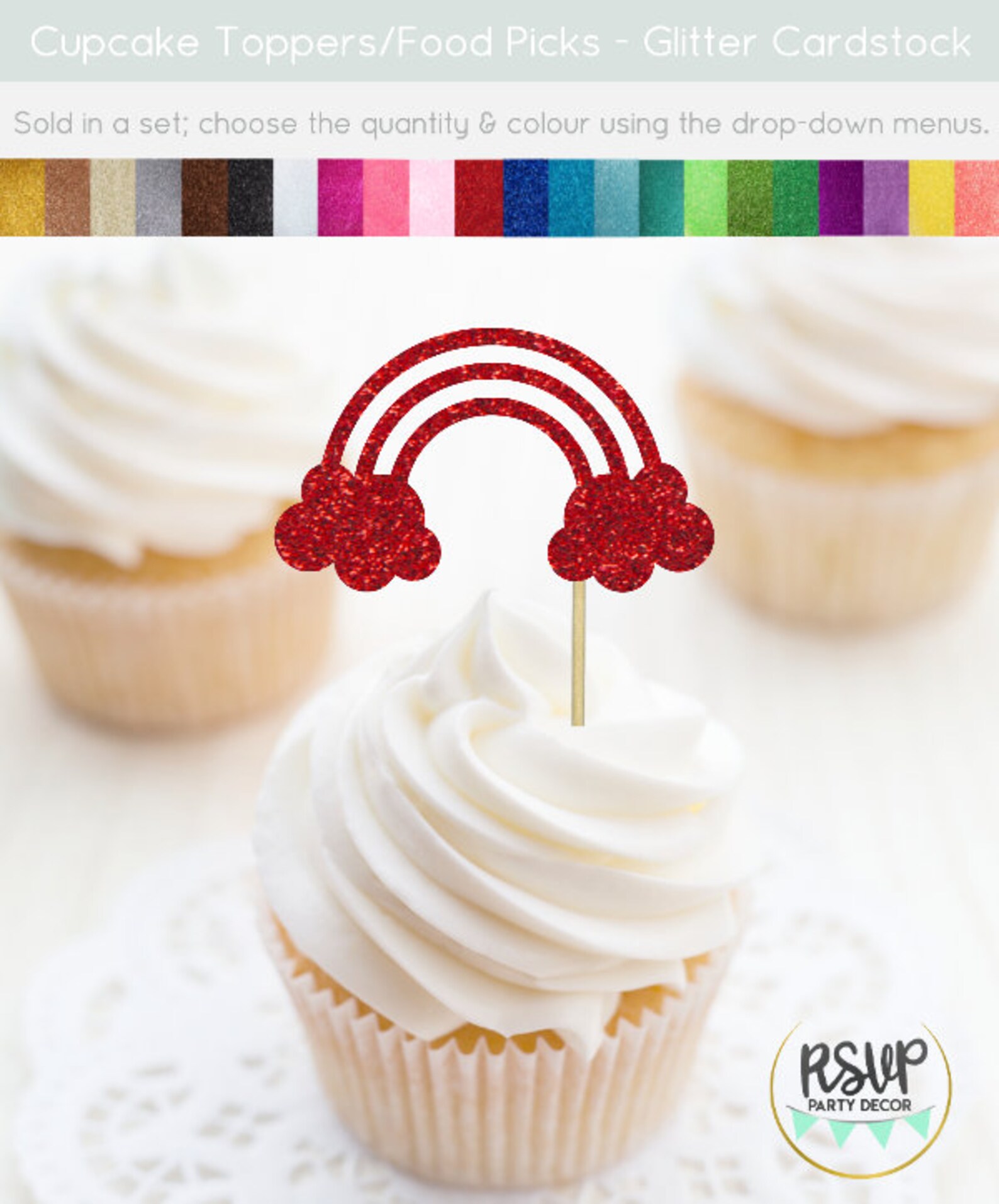 Rainbow Cupcake Toppers Baby Sprinkle Cupcake Toppers Etsy