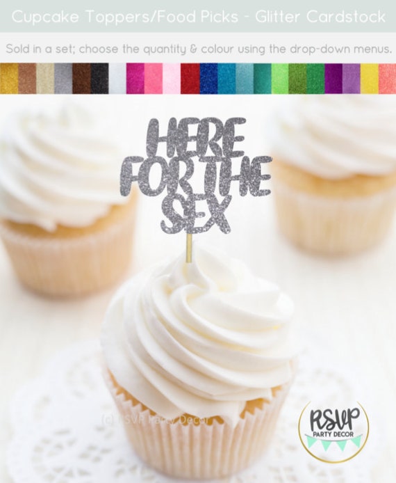 Here for the Sex Cupcake Toppers, Gender Reveal Cupcake Toppers, Baby Shower Cupcake Toppers, He or She Toppers, Gender Reveal Food Picks Il_570xn