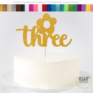 Daisy 3rd Birthday Party Decorations, Daisy Third Cake Topper, Groovy 3rd Birthday Cake Topper, Groovy Party Decor, Flower 3rd Birthday