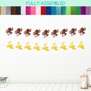 Monkey and Banana Garland, Monkey Banner, Jungle Party Decor, Monkey Party Decorations, Safari Birthday Banner, Banana Party Decor