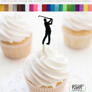 Golfing Man Cupcake Toppers, Golf Birthday Cupcake Toppers, Golf Birthday Party Decor, Golfing Party Decor, Happy 40th Golf Themed Party