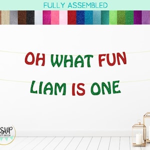 Custom Oh What Fun is One Banner, Christmas First Birthday Decorations, Custom Winter 1st Birthday Party Decor, Personalized Winter One