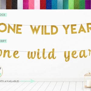 One Wild Year Banner, Wild One Sign, Wild One Party Decor, Jungle Safari First Birthday, 1st Birthday Banner, Wild One Bunting image 1