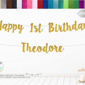 Custom Happy 1st Birthday Banner, Personalized One Banner, Custom 1st Birthday Garland, First Birthday Party Decor, 1st Birthday Decorations