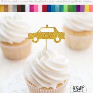 Police Car Cupcake Toppers, Police Party Decorations, Police Retirement Party Decor, Police Graduation Party Decor, Police Grad Toppers image 4