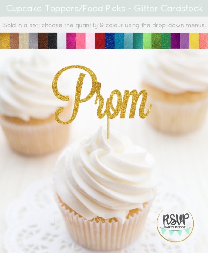 Prom Cupcake Toppers, Prom Decorations, Prom Party Decor, High School Prom Toppers, Prom Proposal Cupcake Toppers, Prom Supplies