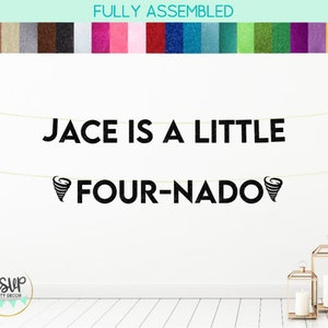 Personalized Four-nado Banner, Tornado 4th Birthday Decorations, Four Nado Birthday Decor, Little Fournado Party for Boys Fourth Birthday