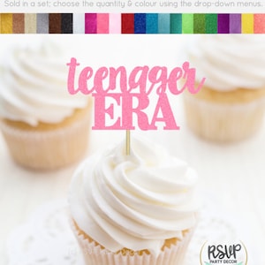 Teenager Era Cupcake Toppers, 13th Birthday Era Decor, Taylor Birthday Party Decor, Swiftie Birthday Party Decor, Teen Birthday Party Decor