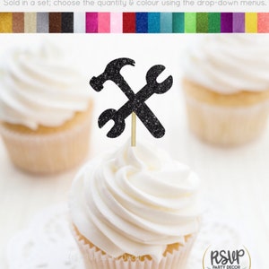 Hammer and Wrench Cupcake Toppers, Mechanic Cupcake Topper, Mechanic Graduation Decoration, Mechanic Retirement, Fathers Day Cupcake Toppers image 3
