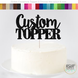 Topper de gâteau personnalisé en police mixte, Topper de gâteau de nom personnalisé, Topper de gâteau de bloc et de texte cursif, décor de fête d'anniversaire, Topper de deux polices