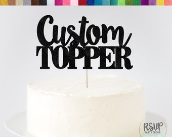 Custom Cake Topper in Mixed Font, Personalized Name Cake Topper, Block and Cursive Text Cake Topper, Birthday Party Decor, Two Fonts Topper