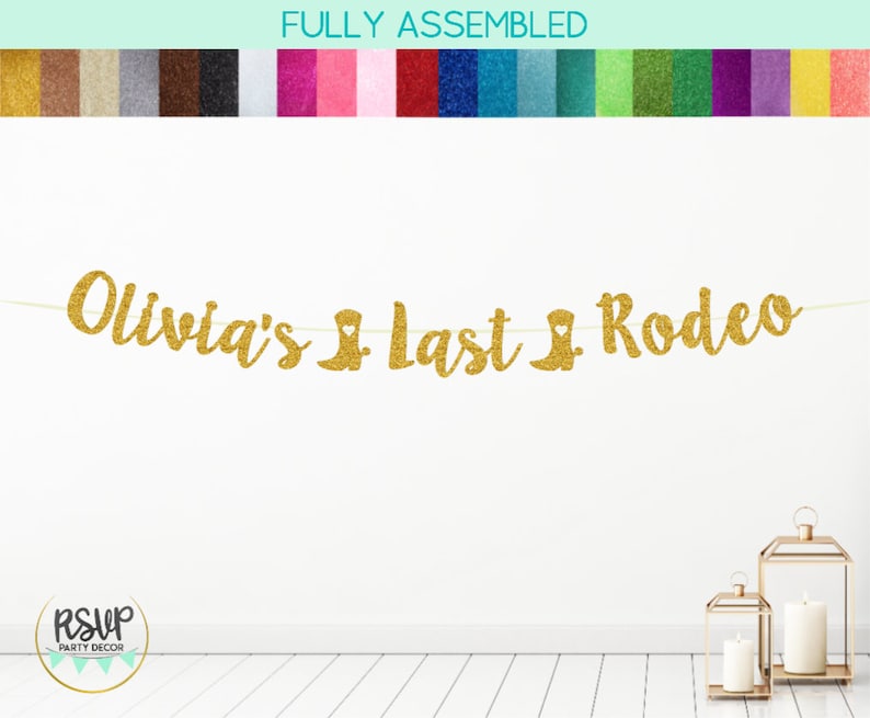 Custom Last Rodeo Banner, Austin Bachelorette Decorations, Last Rodeo Bachelorette, Western Bach Party Supplies, Nashville Sign Backdrop image 1