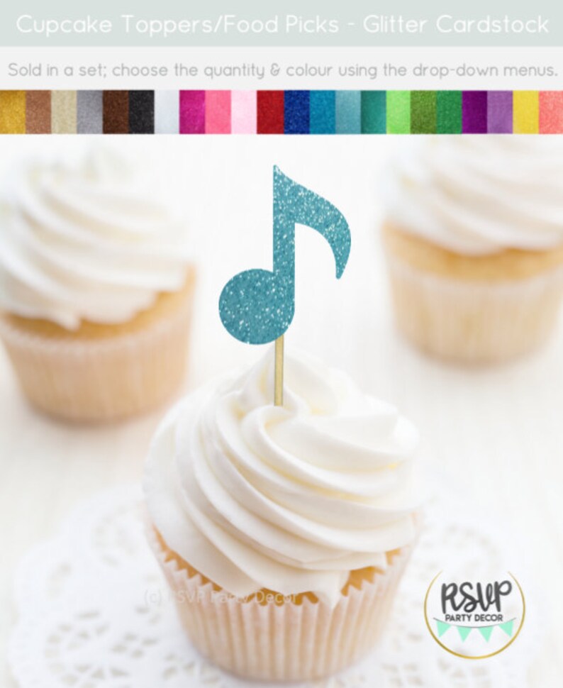 Music Note Cupcake Toppers, Music Party Decorations, Rock Star Cupcake Toppers, Rock n Roll Party Decor, Music Theme Birthday Decor image 7