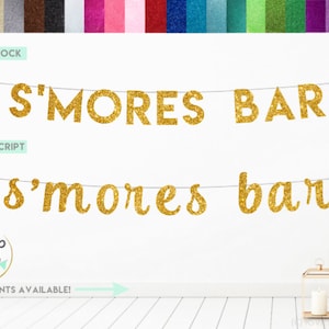 S&#39;mores Bar Banner, Glitter S&#39;mores Bar Sign, Make Your Own S&#39;mores Sign, S&#39;mores Party Decorations, Camping Party Decorations