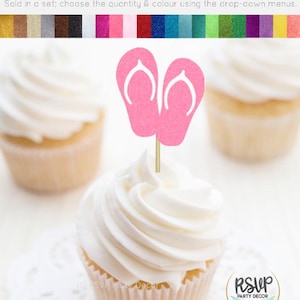 Topper per cupcake infradito, decorazioni per feste in spiaggia, stuzzichini per cibo infradito, topper per cupcake da spiaggia, decorazioni per feste hawaiane tropicali, feste di pedicure