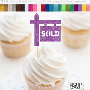Sold Sign Cupcake Toppers, Housewarming Party Decorations, Realtor Party Decor, Real Estate Cupcake Toppers, Housewarming Cupcake Toppers image 7