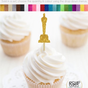 Topper per cupcake per premi cinematografici, decorazioni per feste a tema Hollywood, diploma di scuola di cinema, decorazioni per feste di compleanno di film, decorazioni di compleanno per il cinema