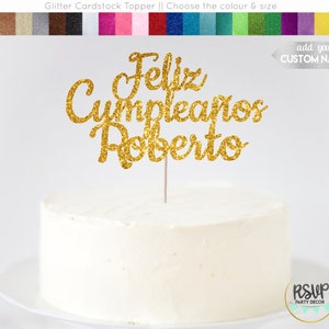 Benutzerdefinierte Feliz Cumpleaos Cake Topper, spanische alles Gute zum Geburtstag Cake Topper, personalisierte Feliz Cumpleanos Kuchen Topper, spanischen Geburtstag Topper