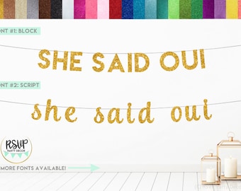 She Said Oui Banner, Glitter She Said Oui Sign, Paris Themed Bridal Shower Decorations, French Bridal Shower, Paris Engagement Party