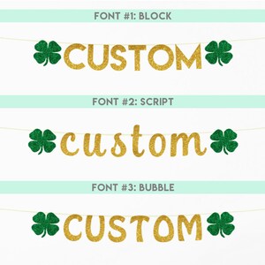 Custom Shamrock Banner, St. Patrick's Day Party Decorations, Four Leaf Clover Banner, St. Patty's Day Garland, Lucky Charm Birthday Decor image 2