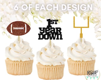 18 Stk. Cupcake Toppers, Fußball 1. Geburtstag Party Dekoration, Sport 1. Tag Party Dekor, Fußball Erster Geburtstag Deko