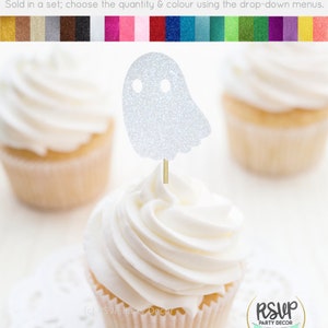 Sheet Ghost Cupcake Toppers, Ghost Themed Birthday Party Decorations for Halloween, Spooky Party Decor, Boo Party Decor