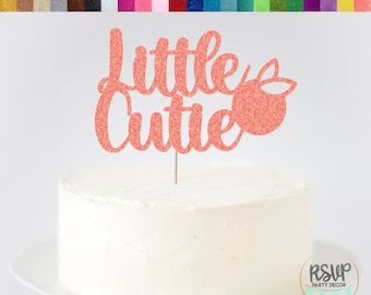 Topper na tort Little Cutie, Topper na tort urodzinowy Citrus 1st, Dekoracje na baby shower Little Cutie, Pomarańczowy wystrój na przyjęcie urodzinowe, Cytrusowe przyjęcie